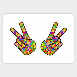 PEACE Sign Hand Retro Rainbow Sticker